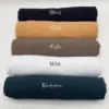 Rolled chiffon hijabs in black, gold, coffee, white and dark green