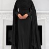 The Sculpted Drape Maxi Dress in Black — front view
