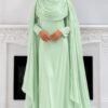 The Sculpted Drape Maxi Dress in Mint — front view