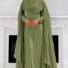 The Sculpted Drape Maxi Dress in Olive — front view