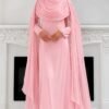 The Sculpted Drape Maxi Dress in Pink — front view