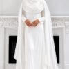 The Sculpted Drape Maxi Dress in White — front view