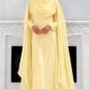 The Sculpted Drape Maxi Dress in Yellow — front view